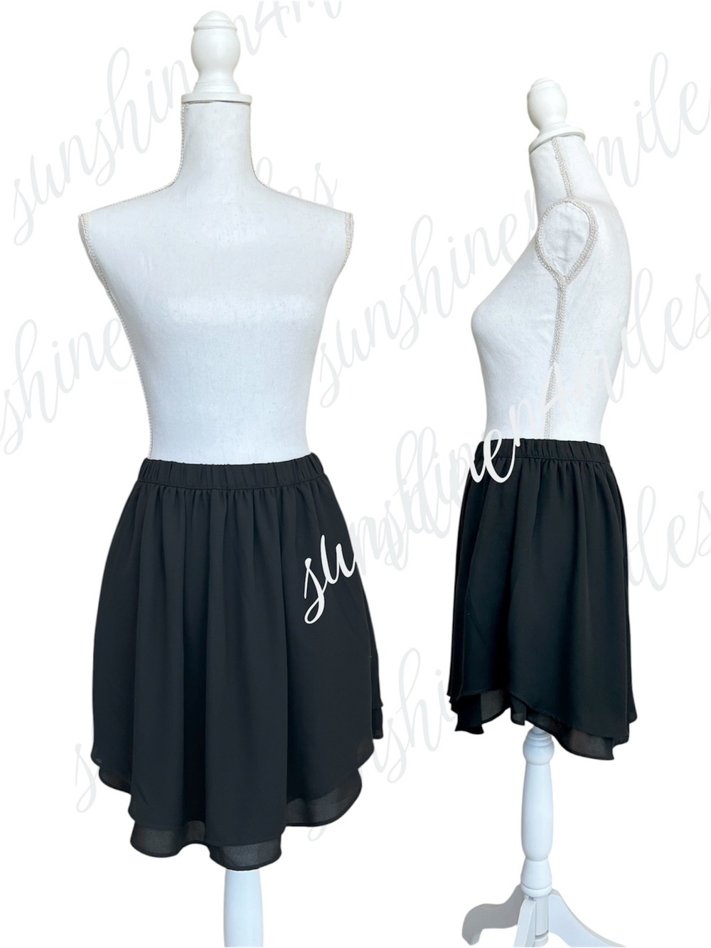 Banana Republic Black U-Shaped Hem High-Low Layered Skirt w/ Pockets #224681